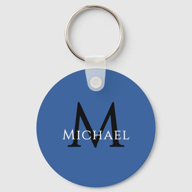 Name Initial Blau Personalisiertes Geschenk für de Schlüsselanhänger (Vorderseite)