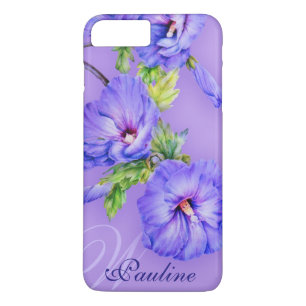 Name & Initial Hibiskus Blau Lila iPhone-Hülle iPhone 8 Plus/7 Plus Hülle