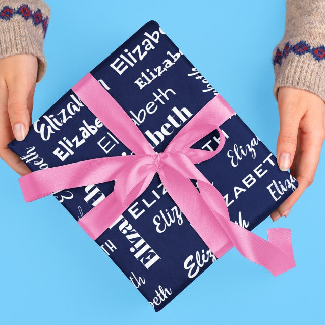 Name Initial Monogramm blaues Personalisiertes Ges Geschenkpapier (Name Initial Monogram blue Personalized Gift Wrapping Paper)