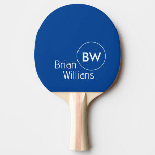 Name & Initial Monogramm in Farbe BLAU Tischtennis Schläger