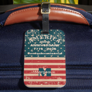 Name-Initial, Vintage Stars & Stripes Flag Motiv Gepäckanhänger