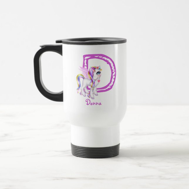 Name Initial zu Unicorn Alicorn Girls Kawaii hinzu Reisebecher (Links)