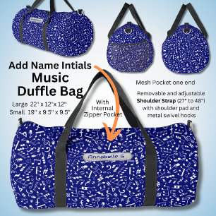Name, Initialen, Musiknoten auf Blau hinzufügen Duffle Bag