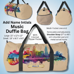 Name, Initialen, Paint Guitar mit City Skyline hin Duffle Bag