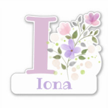 Name Iona & Initial mit Blumendesign