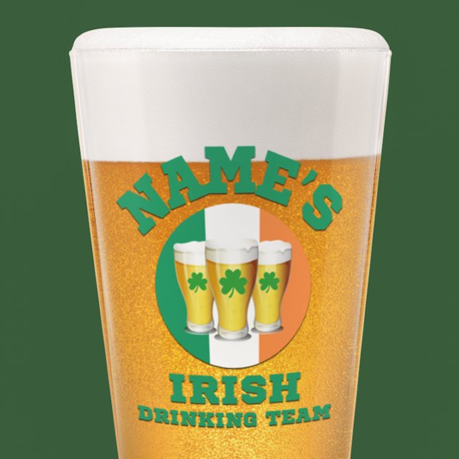 Name: Irish Drinking Team 3 Pint Glas (Custom Irish pint glass for St. Pat's! 🍻 Personalize now!)