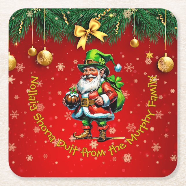 Name: Irish Nollaig Shona Duit Merry Christmas Rechteckiger Pappuntersetzer (Vorderseite)