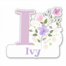 Name Ivy & Initial mit Blumendesign