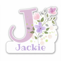 Name Jackie plus Initial mit Blumendesign