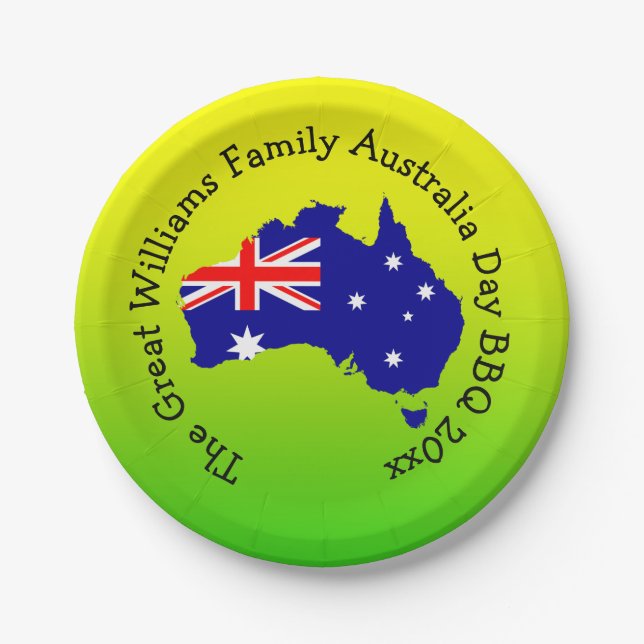 Name Jahr Australien Tag GRILLEN 7" Pappteller (Vorderseite)