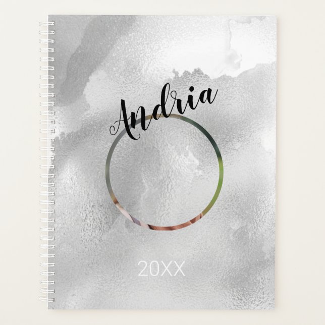 Name/Jahr/FotoSchwarz Abstrakte Wasserfarbe Planer (Vorderseite)