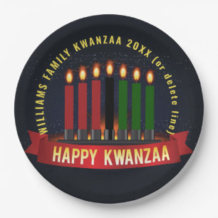 Name Jahr Kwanzaa Kerzen 9" hinzufügen Pappteller