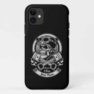 Name Jahr Vintage Biker Totenkopf gekreuzte Kolben Case-Mate iPhone Hülle