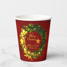 Name Jahr Weihnachten 20xx Gold Wreath auf Red