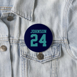 Name Jersey, Navy und Aquamarin Athlete Button