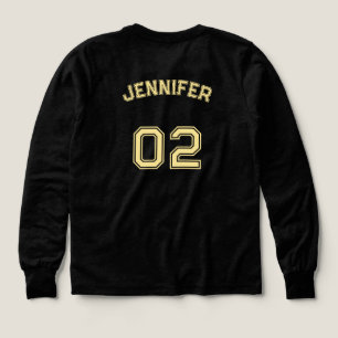 Name Jersey Number Girls Black Long Sleeve