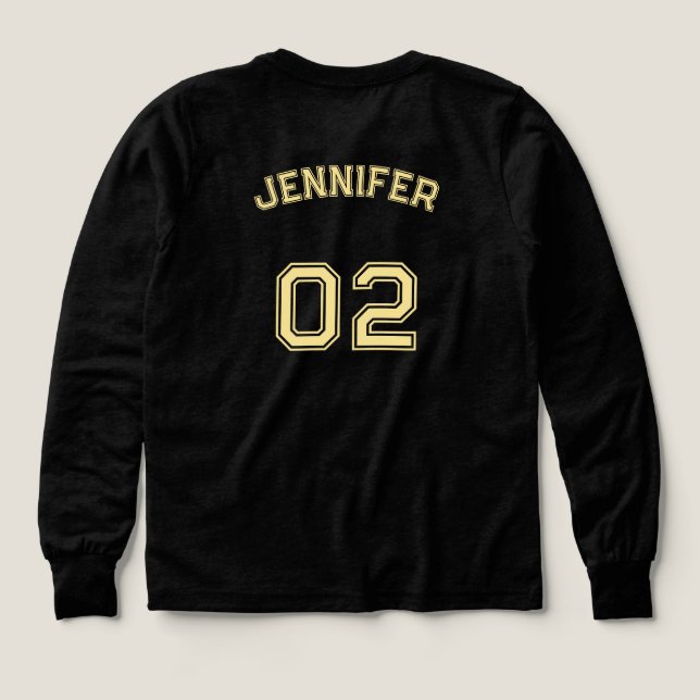 Name Jersey Number Girls Black Long Sleeve (Design Rückseite)