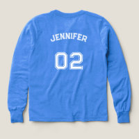 Name Jersey Number Girls Blue Long Sleeve