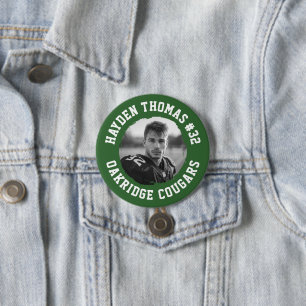 Name Jersey Nummer Foto für grüne und weiße Athlet Button