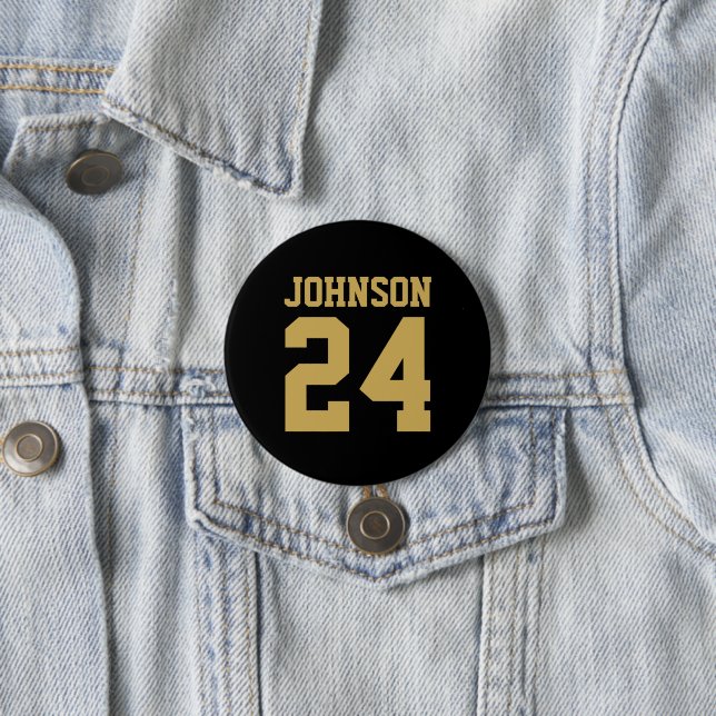 Name Jersey Nummer für Schwarz und Gold Athleten Button (Beispiel)