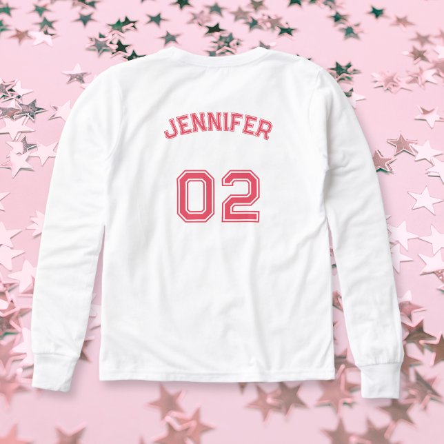 Name Jersey Nummer Girls White Long Sleeve (Player Name Jersey Number Girls White Long Sleeve Tri-Blend Shirts)
