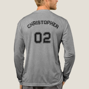 Name Jersey Nummer Grau Mens Long Sleeve Tri-Blend Shirt