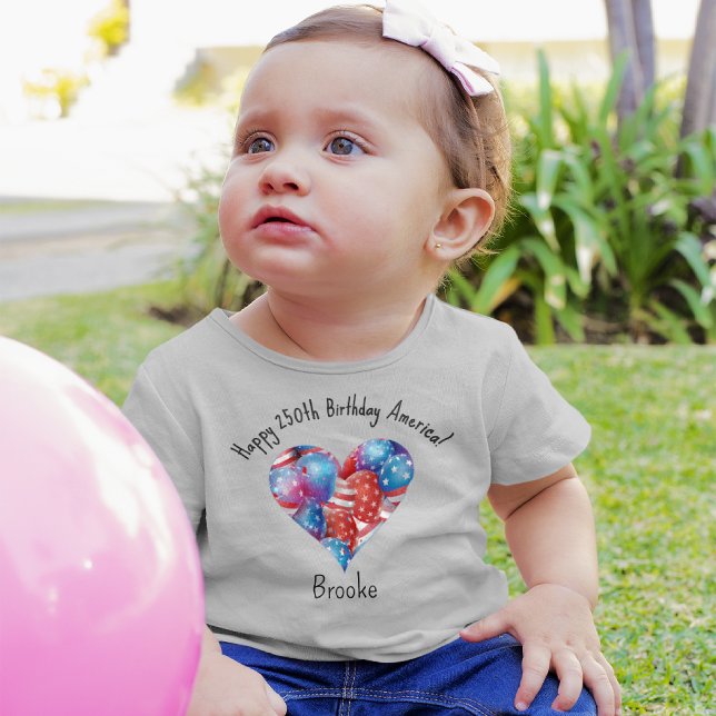 Name, July 4th Balloons Heart 3mos to 24mos Baby T-shirt (Von Creator hochgeladen)