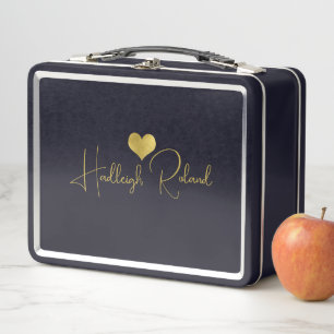 Name Kalligrafie Monogramm Herz Metall Brotdose