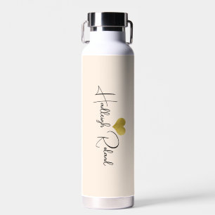 Name Kalligrafie Monogramm Herz Pfirsich Trinkflasche