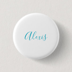 Name Kalligrafie Schrift Plain Einfach Weiß Blau Button
