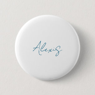 Name Kalligrafie Schrift Plain Einfach Weiß Blau Button
