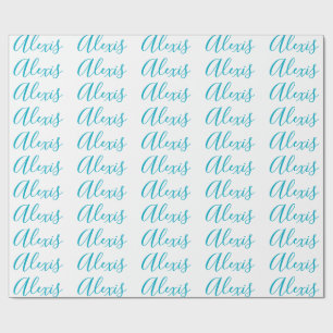 Name Kalligrafie Schrift Plain Einfach Weiß Blau Geschenkpapier