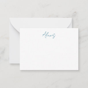 Name Kalligrafie Schrift Plain Einfach Weiß Blau Mitteilungskarte