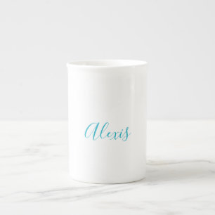 Name Kalligrafie Schrift Plain Einfach Weiß Blau Prozellantasse