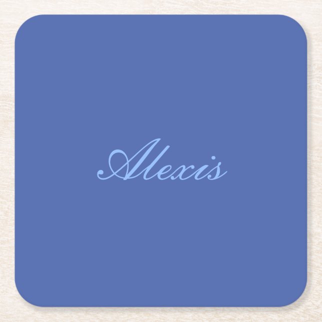 Name Kalligrafie Script Schlicht Simple Blue Rechteckiger Pappuntersetzer (Vorderseite)