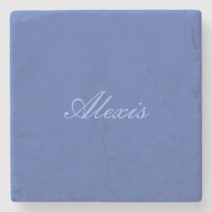 Name Kalligrafie Script Schlicht Simple Blue Steinuntersetzer
