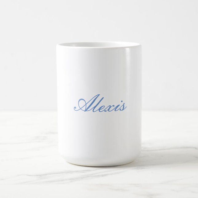 Name Kalligrafie Script Schlicht Simple White Blue Kaffeetasse (Mittel)
