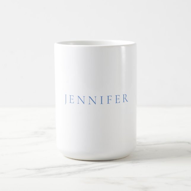 Name Kalligrafie Script Schlicht Simple White Blue Kaffeetasse (Mittel)