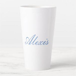 Name Kalligrafie Script Schlicht Simple White Blue Milchtasse