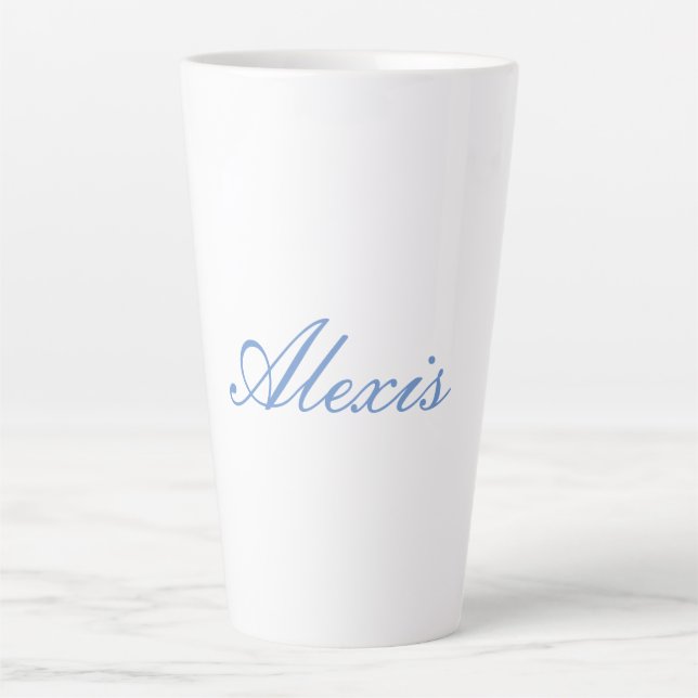 Name Kalligrafie Script Schlicht Simple White Blue Milchtasse (Vorderseite)