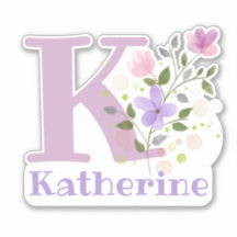 Name Katherine plus Initial mit Blumendesign