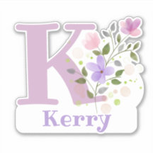 Name Kerry plus Initial mit Blumendesign