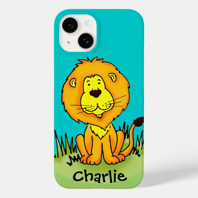 Name kid lion aqua yellow iphone case (Rückseite)