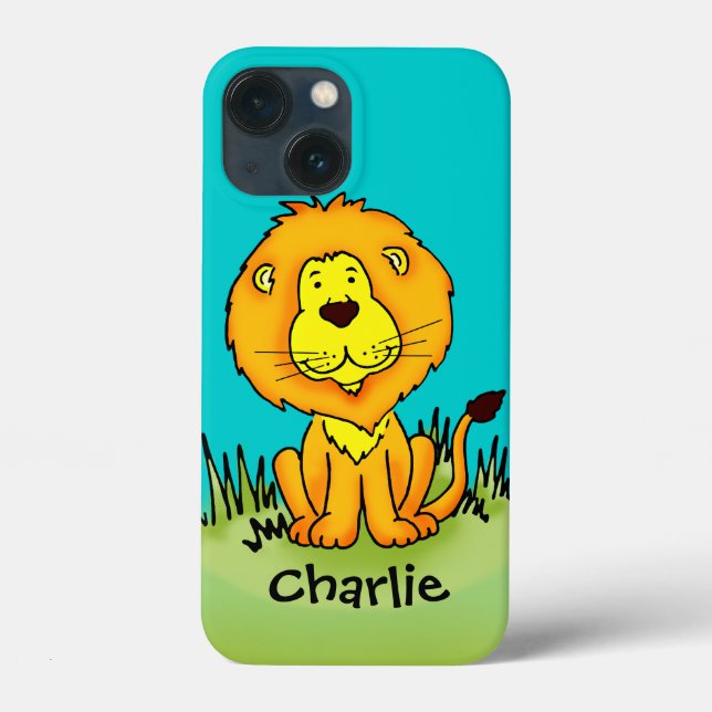 Name Kind Löwe Aqua gelber Cartoon Case-Mate iPhone Hülle (Rückseite)