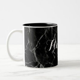 Name-klassischer schwarzer Marmordruck elegant Zweifarbige Tasse