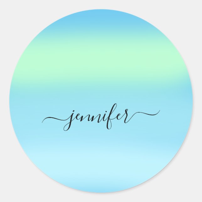 Name Kleine Unternehmen Vielen Dank Blue Green Pas Runder Aufkleber (Vorderseite)