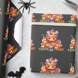 Name Kürbis Orange Lila Gruselig Halloween Süßigke Geschenkpapier
