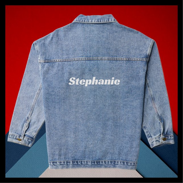 Name Large Jumbo White Block Letters Blue Jeansjacke (Von Creator hochgeladen)