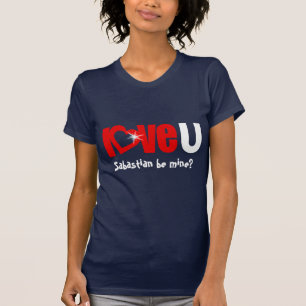 Name "Liebe U": meiner glänzenden, weißen Herztext T-Shirt