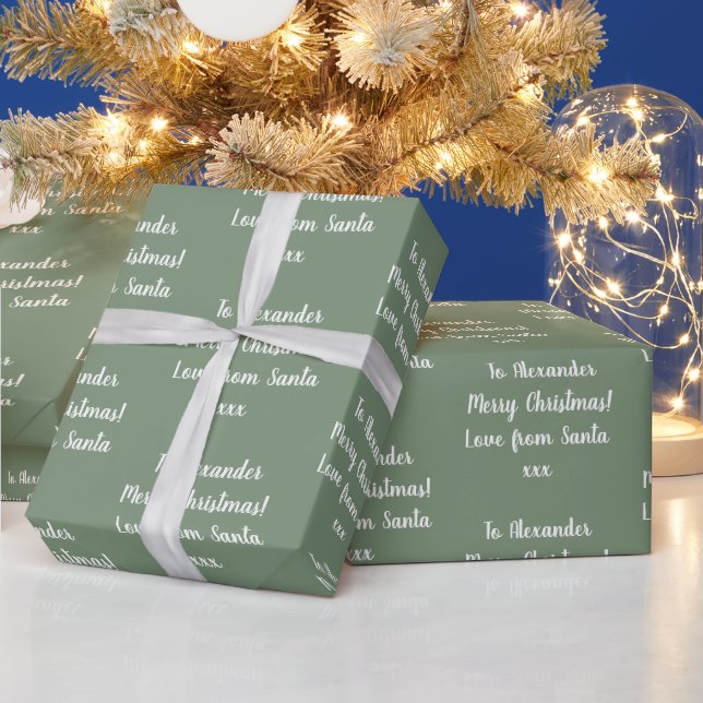 Name Liebe von Santa Sage Green Weihnachten Geschenkpapier (Feiertage)